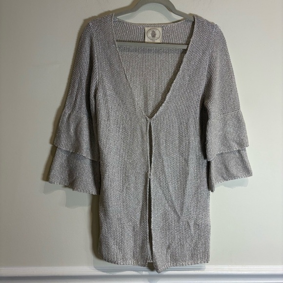 Anthropologie Muche et Muchette Marbella Kimono Silver Shimmer One Size - Picture 4 of 8
